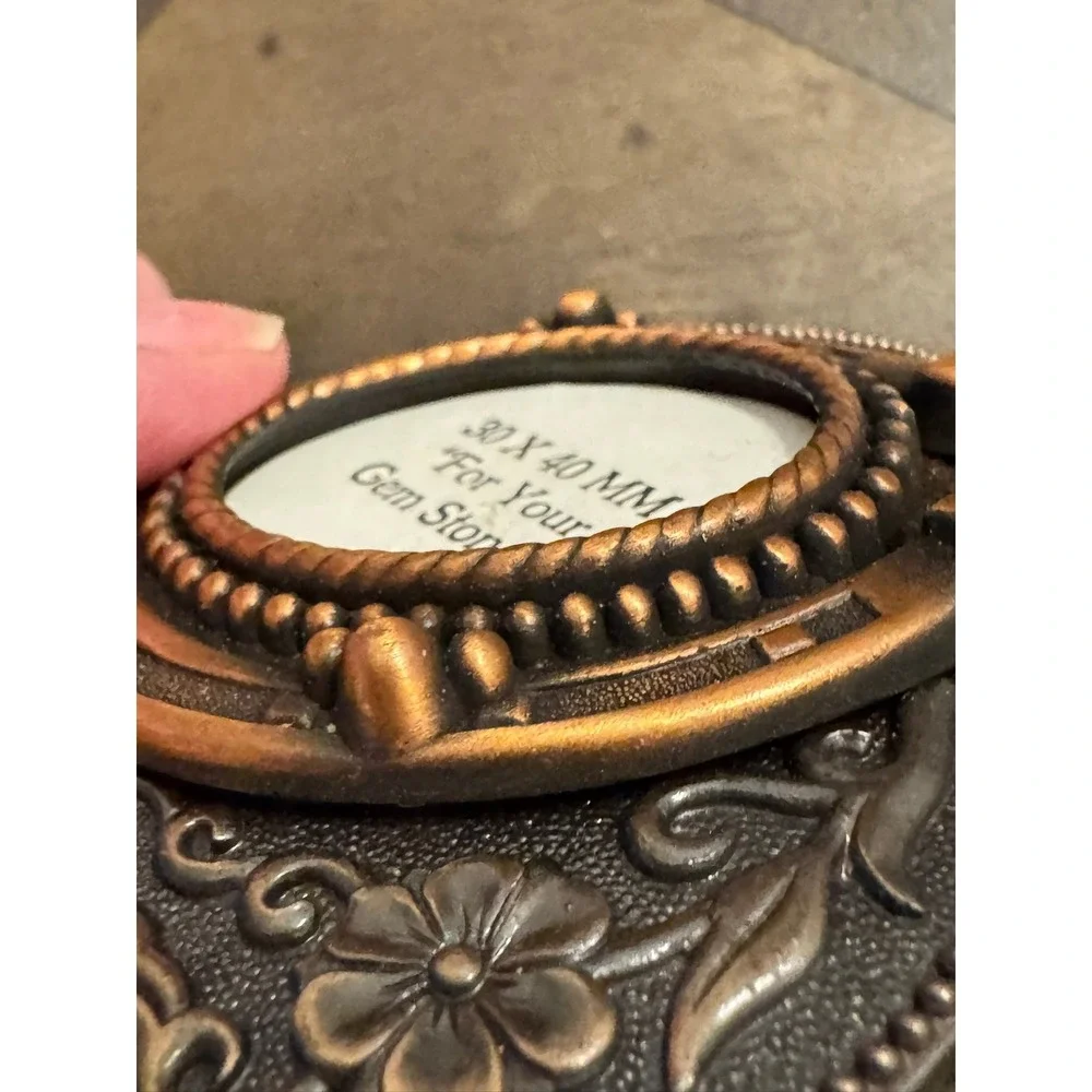 Western Horseshoe Belt Buckle Copper‎ Tone Floral Oval 30x40mm Gemstone Mount